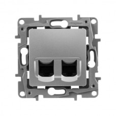 Розетка 2xRJ45 FTP Legrand серии Etika. Цвет Алюминий.