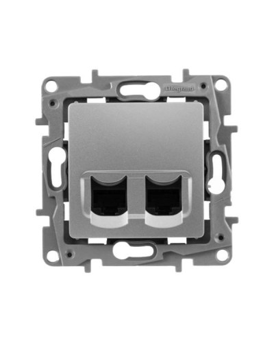 Розетка 2xRJ45 FTP Legrand серии Etika. Цвет Алюминий.