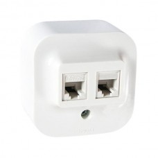 Розетка Legrand двойная RJ11 + RJ45 - категория 5e - UTP IP 20 серии Quteo. Цвет Белый.
