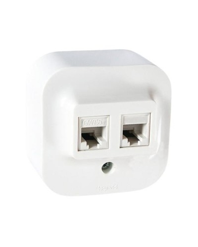 Розетка Legrand двойная RJ11 + RJ45 - категория 5e - UTP IP 20 серии Quteo. Цвет Белый.