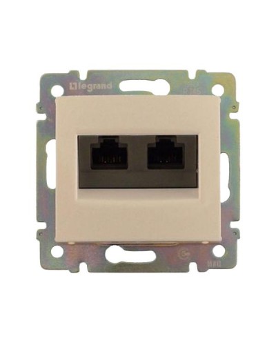 Розетка 2xRJ45 FTP Legrand категории 6, UTP, два выхода на захватах серии Valena. Цвет Слоновая кость.