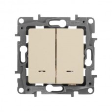 Переключатель Legrand двухклавишный с подсветкой - 10 A - 250 В~ серии Etika. Цвет Слоновая кость.