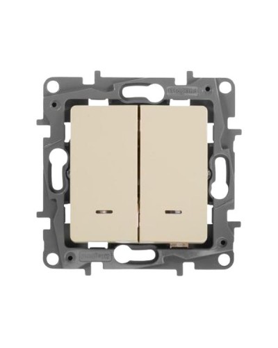 Переключатель Legrand двухклавишный с подсветкой - 10 A - 250 В~ серии Etika. Цвет Слоновая кость.