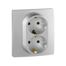 Розетка Legrand 16 А, с заземлением серии Etika. Цвет Алюминий.