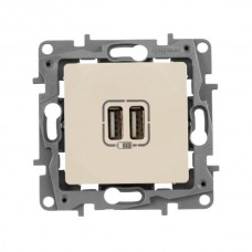 Розетка 2хUSB Legrand 240В/5В 2400мА серии Etika. Цвет Слоновая кость.