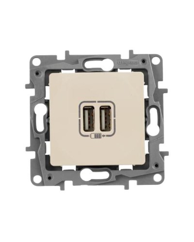 Розетка 2хUSB Legrand 240В/5В 2400мА серии Etika. Цвет Слоновая кость.