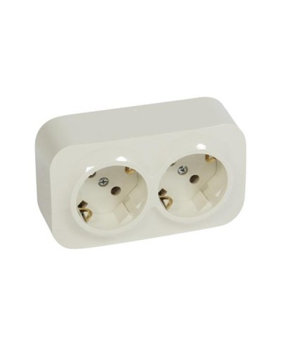 Розеточный блок Legrand 2 x 2К+З без шторок - 16 A - 250 В~ IP 20 серии Quteo. Цвет Слоновая кость.