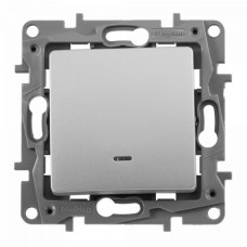 Переключатель Legrand одноклавишный с подсветкой серии Etika. Цвет Алюминий.