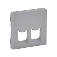 Панель лицевая Legrand розеток 2хRJ11, RJ45 серии Valena-Life. Цвет Алюминий.