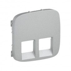 Панель лицевая Legrand розеток 2хRJ11, RJ45 серии Valena-Allure. Цвет Алюминий.